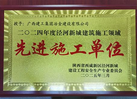 【喜訊】冶建一項目獲陜西省西咸新區“2024年度先進施工單位”榮譽稱號